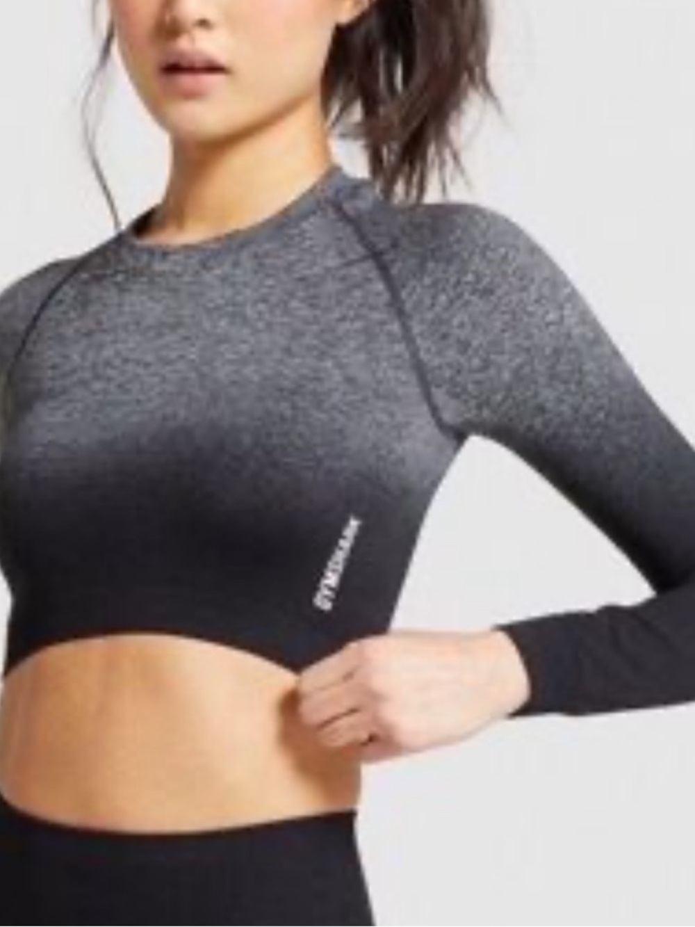 Gymshark adapt black and grey ombre long sleeve crop top size M